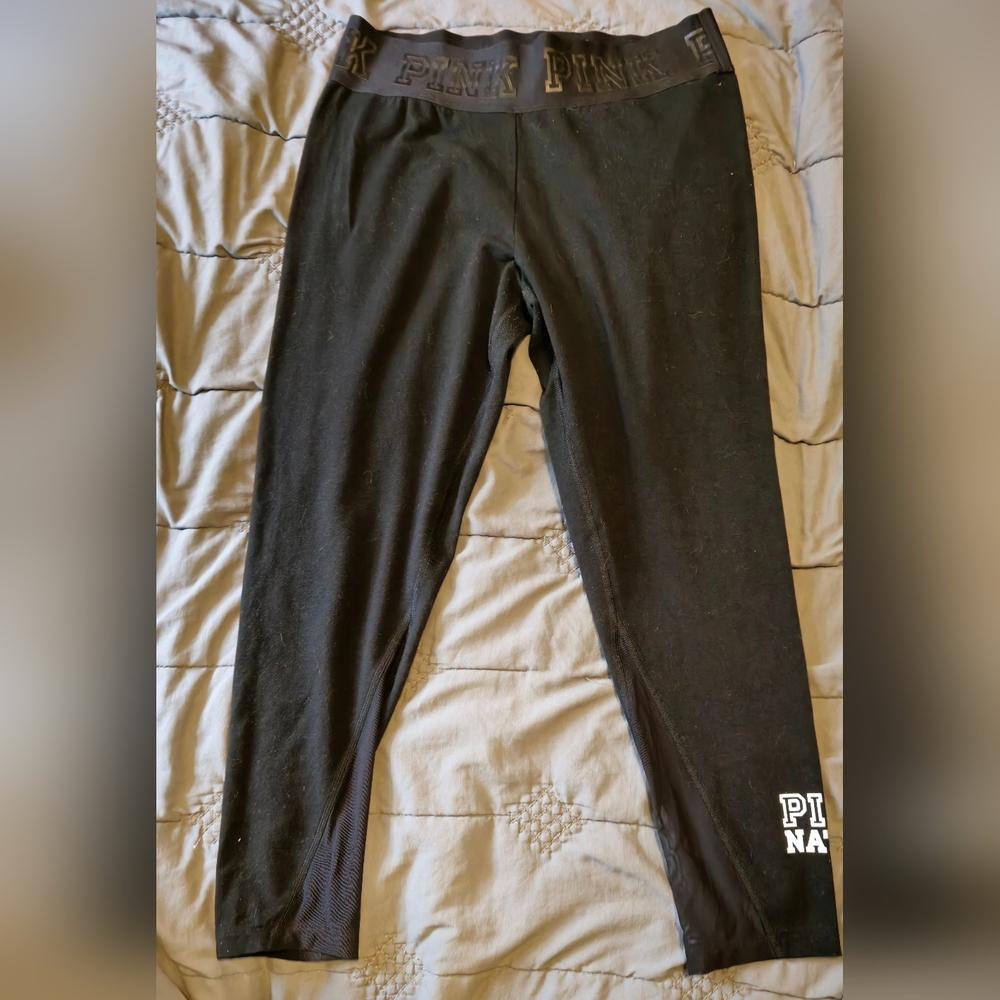 PINK by Victoria's Secret, Size M Black Workout Leggings with Mesh Accent